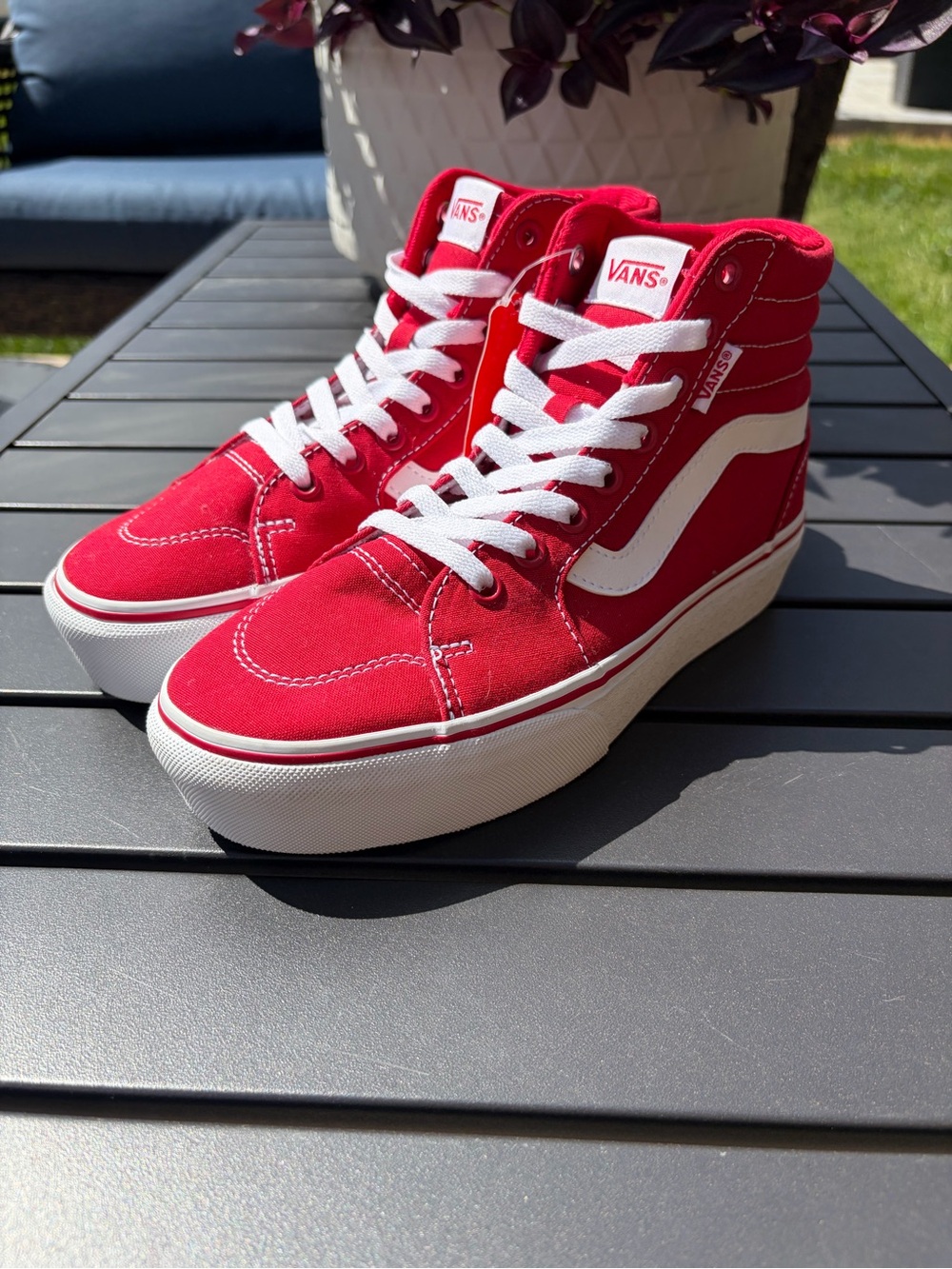 Vans Red & White High-Top Platform Sneakers NWT